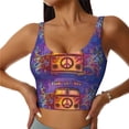 thumbnail image 2 of Uemuo Peace And Love Pattern Women's Sports Bra - High Impact Support, Breathable, and Comfortable Athletic Bra for Running, Yoga, and Workouts, 2 of 9