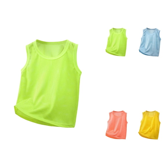 Boys Summer Tank Top, Breathable Mesh Sleeveless Tee For Kids, Casual Athletic Activewear Toddler To Youth Lightweight Comfortable