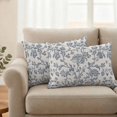 thumbnail image 2 of Blue Floral Outdoor Pillow Covers, Waterproof Decorative Throw Pillowcases Set of 2, Farmhouse Vintage Flower Leaf Botanical Couch Cushion Cases with Zipper for Outside Patio Garden Sofa 20"x12", 2 of 9