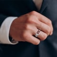 thumbnail image 4 of Men's Lab-Created Ruby Diamond Channel Ring In Solid 14k White Gold, 4 of 6
