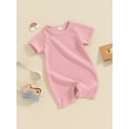 thumbnail image 3 of FEORJGP Toddler Girls Boys Summer Waffle Romper Newborn Baby Short Sleeve Jumpsuits Shorts Solid Color Crew Neck Bodysuits Infant Loose Casual Basic Clothes, 3 of 9