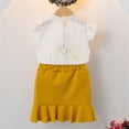 thumbnail image 4 of Coerni Baby Girl Casual Outfit Girls Summer Set Ruffled Sleeve Lace Tops Solid Skirt Outfits Set Teen Girl Outfits for Juniors, 4 of 8
