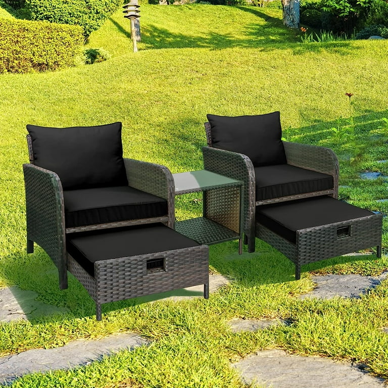 LEVELEVE Balcony Furniture 5 Piece Patio Conversation Set PE
