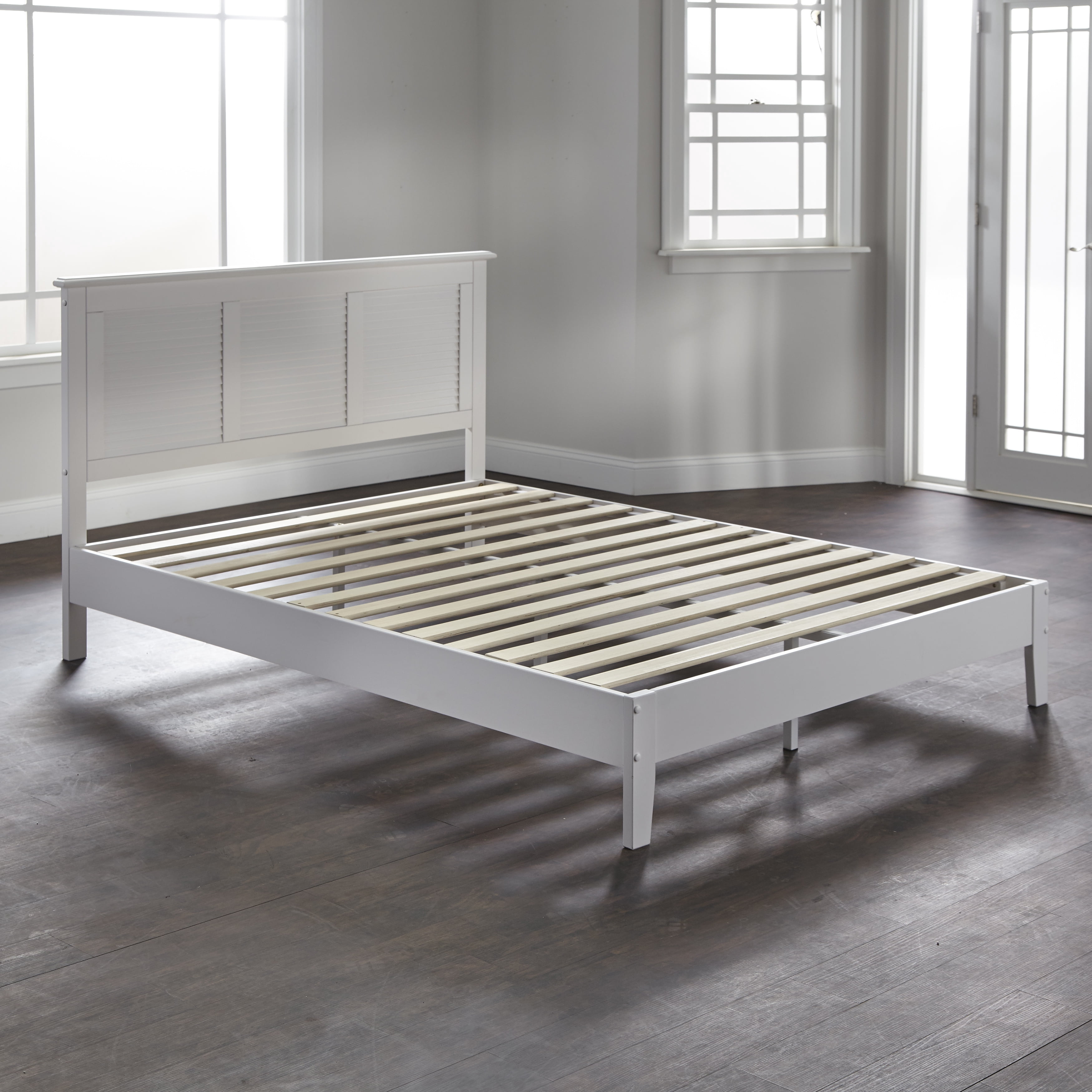 Lubi PWhite Queen Wood Platform Bed