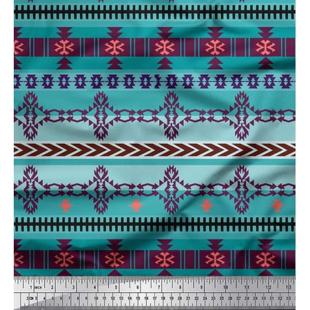 Soimoi Moss Georgette Fabric Ethnic Southwestern Print Fabric by the Yard 42 Inch Wide