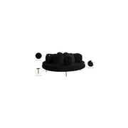 Meridian Furniture Circlet Roundabout Sofa with Pillows, Black Velvet and Gold Iron Legs