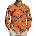 thumbnail image 6 of Domuza Button Down Shirt Men Long Sleeve Halloween Horror Novelty Print Relaxed Fit T Shirts Casual Lightweight Collared Tops for Halloween Party Saffron L, 6 of 7