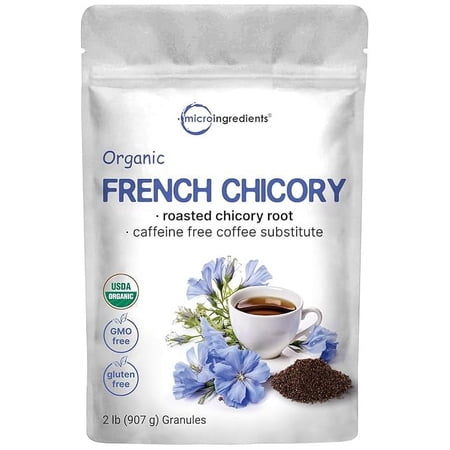Organic French Chicory Root, 2lbs | Roasted Chicory Granule for Chicory Coffee | Brews like Regular Coffee | Caffeine Free Coffee Substitute | Rich in Prebiotic Fiber | Non-GMO