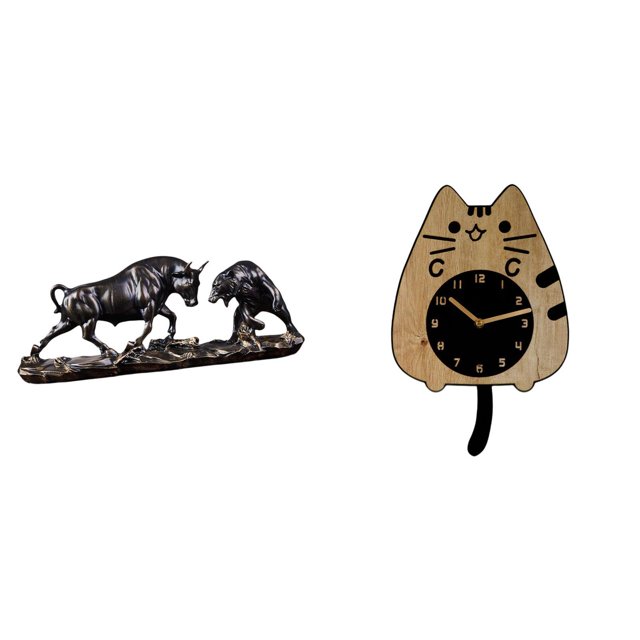 Reloj de pared con figura de toro y gato, obra de arte moderna, escultura animal para escritorio, cocina, interior, oficina, decoración del hogar, reg