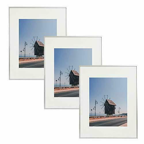 3 Pack 16x20 Aluminum Picture Frame with Ivory Mat for 11x14 Photo Wall Mounting