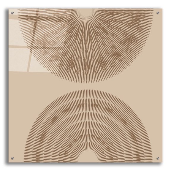 Epic Art 'Beige And Brown 2 Big Abstractred Woven Circles' by Sabrina Balbuena, Acrylic Glass Wall Art, 36"x36"