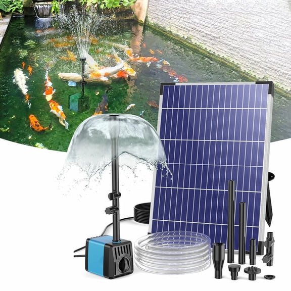 POPOSOAP 10W 120GPH Solar Water Fountain Pump Kit with 4 Sprayers (Blue)