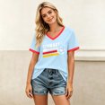 thumbnail image 5 of Women's Football Graphic T-Shirt, Women's V-Neck Short Sleeve Letter Print T-Shirt for Casual Summer for Soccer Tournament 2026 Blue Size: 2XL, 5 of 5
