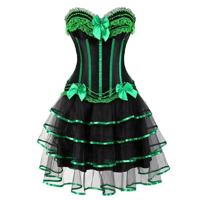 NMMUED 2 Pcs Vêtements d'Halloween pour Femmes Vêtements Gothiques pour Femmes Robes d'Halloween pour Femmes Robe Gothique Tenues d'Halloween pour Femmes Robe Midi Cadeaux d'Halloween pour Femmes Vert TG