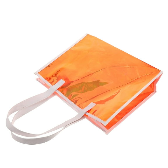 Homoyoyo Orange Holographic PVC Tote Bag, and Stylish Handbag for Parties, Shopping, Travel, and Everyday Use
