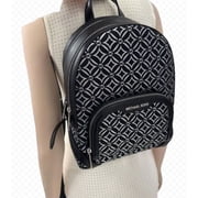 Michael Kors Womens Jaycee MD Zip Pocket Jacquard Backpack Bag Metallic Black Silver 35F4S8TB2J-001