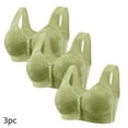 thumbnail image 2 of 3 Pack Elderly Women Button Front Closure Full Coverage Bras Seamless Cotton Everyday Soft Cup Wirefree Bras, 2 of 3