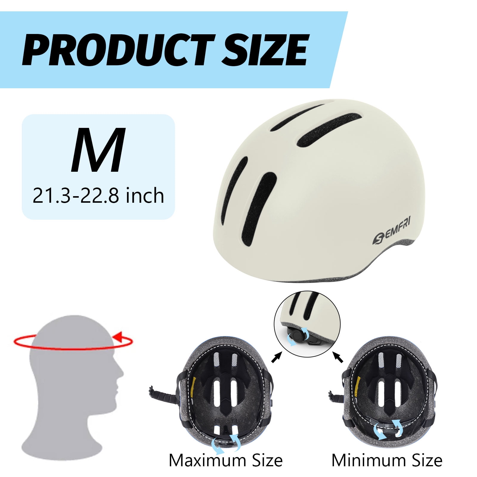 Semfri Adult Bike Helmet Skateboard Road Cycling Helmet Suitable Multi-Sport Scooter Skating Bicycle Medium Size for Men Women White