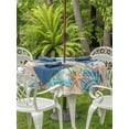 thumbnail image 3 of Outdoor Tablecloth with Umbrella Hole for Patio/Picnic/Party/Camping, Coastal Beach Waterproof Table Cloth Round Cover Washable, Ocean Wave Summer Sea Starfish Coral Teal Beige (Dia 54"), 3 of 8