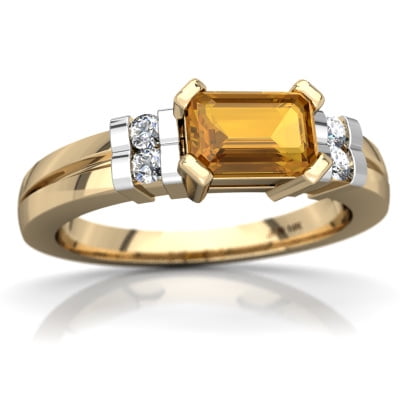 Citrine Art Deco Ring in 14K Yellow Gold by