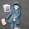 thumbnail image 4 of Detachable Hood Puffer Coat, Slim-Fit Long down Jacket, Winter Parka for Women Sky Blue 3Xl , Cotton Clothes, 4 of 4