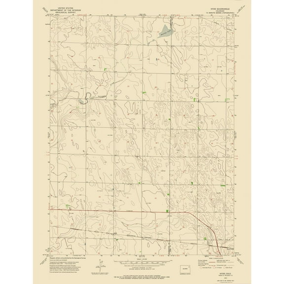 Topographical Map - Hyde Colorado Quad - USGS 1972 - Vintage Wall Art