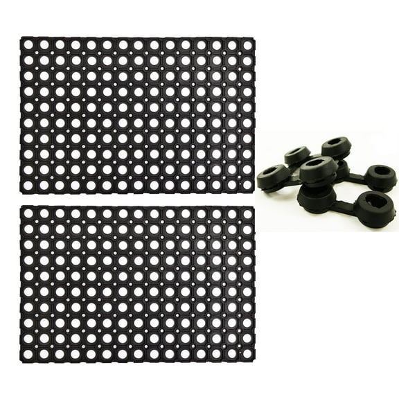 Evideco Outdoor Anti-fatigue Interlocking Rubber Floor Mat 2 mats 2 connectors 48 L x 16 W x 1/2 H