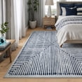 thumbnail image 2 of Bloom Rugs Washable Non-Slip 9' x 12' Rug - Blue / Ivory Striped Area Rug for Living Room, Bedroom, Dining Room, and Kitchen - Exact size: 9' x 12', 2 of 10