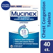 Mucinex 12 Hour Relief, Chest Congestion & Excess Mucus Relief, 20 Caplets