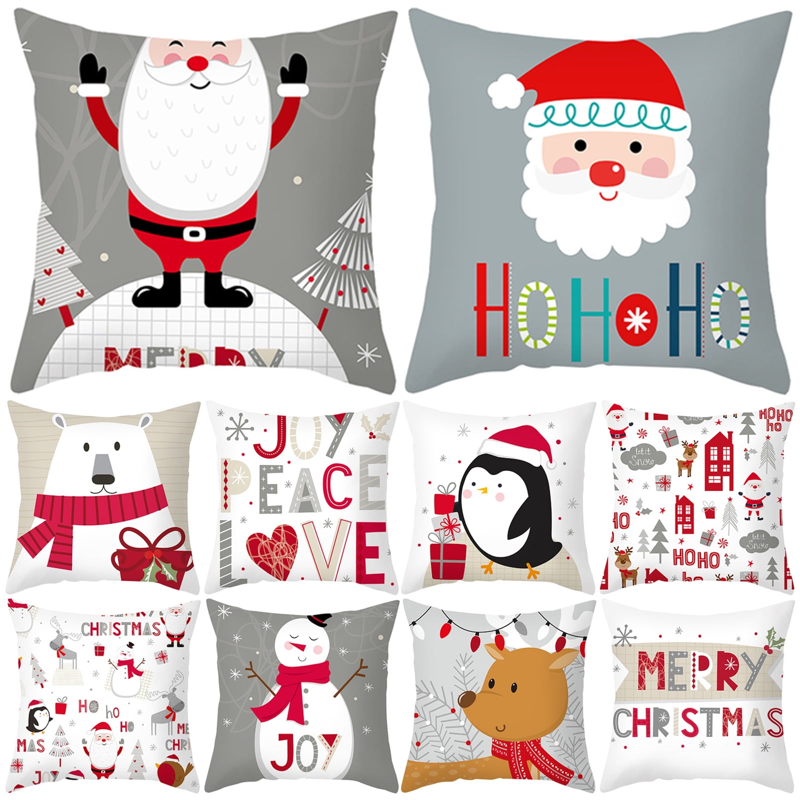 18x18 Multicolor Santa Merry Christmas Family RM Merry Christmas Santa Cat Tree Gift Xmas Throw Pillow