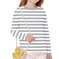 thumbnail image 6 of RRMuAzgs Girls Long Sleeve Tops Color Blocked Striped Crewneck T-Shirts Loose Fit Pullover Shirt for 3-14Years, 6 of 9
