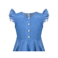 thumbnail image 5 of Sunny Fashion Girls Dress Royal Blue Front Button Swing Lace Flying Sleeve Vintage 5 Years, 5 of 7