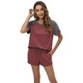 thumbnail image 2 of EFINNY Women's Short Sleeve Pjs Top and Shorts Sets 2Pcs Sleepwear Contrast Color Pajamas Round Neck Comfy Cotton Loungewear S-3XL, 2 of 8