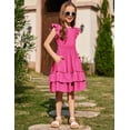 thumbnail image 5 of Arshiner Girls Dresses Flutter Sleeve A-Line Sundress Casual Summer Tiered Swing Midi Pocket Dress, 5 of 6