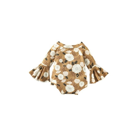 

Amuver Newborn Baby Girls Jumpsuits Floral Print Flared Long Sleeves Romper for Infant Toddler