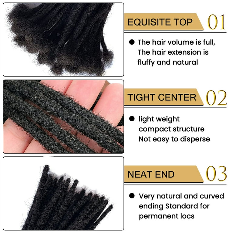 Dreadlock Extensions 0.6cm Width Thickness Human Hair Dreadlocks