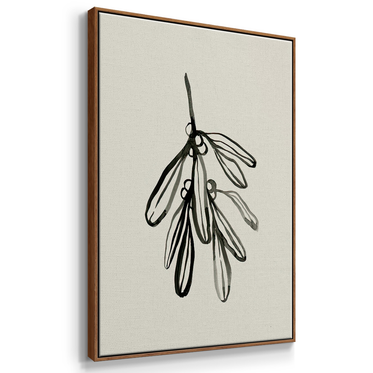 Mistletoe Sketch I - Framed Gallery Wrapped Holiday Canvas - 17 x 25 - Rosewood Frame