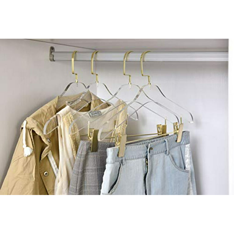 Quality Clear Acrylic Lucite Coat Suit Hangers – 5-Pack, 15 Junior Size,  Stylish Clothes Hanger with Matte Gold Hooks - Coat Hanger for Dress, Suit  