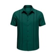 thumbnail image 4 of IWRICH Mens Cuban Guayabera Shirt Short Sleeve Button down Shirts Summer Beach Vacation Shirts Dark Green XXXL, 4 of 4