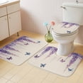 thumbnail image 4 of Spring Flower Bathroom Rugs Set Vintage Watercolor Purple Wisteria Floral Butterfly Linen Texture Non Slip Absorbent Bath Mats 3 Piece Set, U-Shaped Floor Mat, Toilet Seat Cover Large Size, 4 of 9