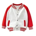 thumbnail image 2 of YunPes Boys Girls Varsity Jacket Snap Long Sleeve Baseball Outerwear with Striped Ribbed Cuff Fall Back to School Daily Jacket Coat, 2 of 5