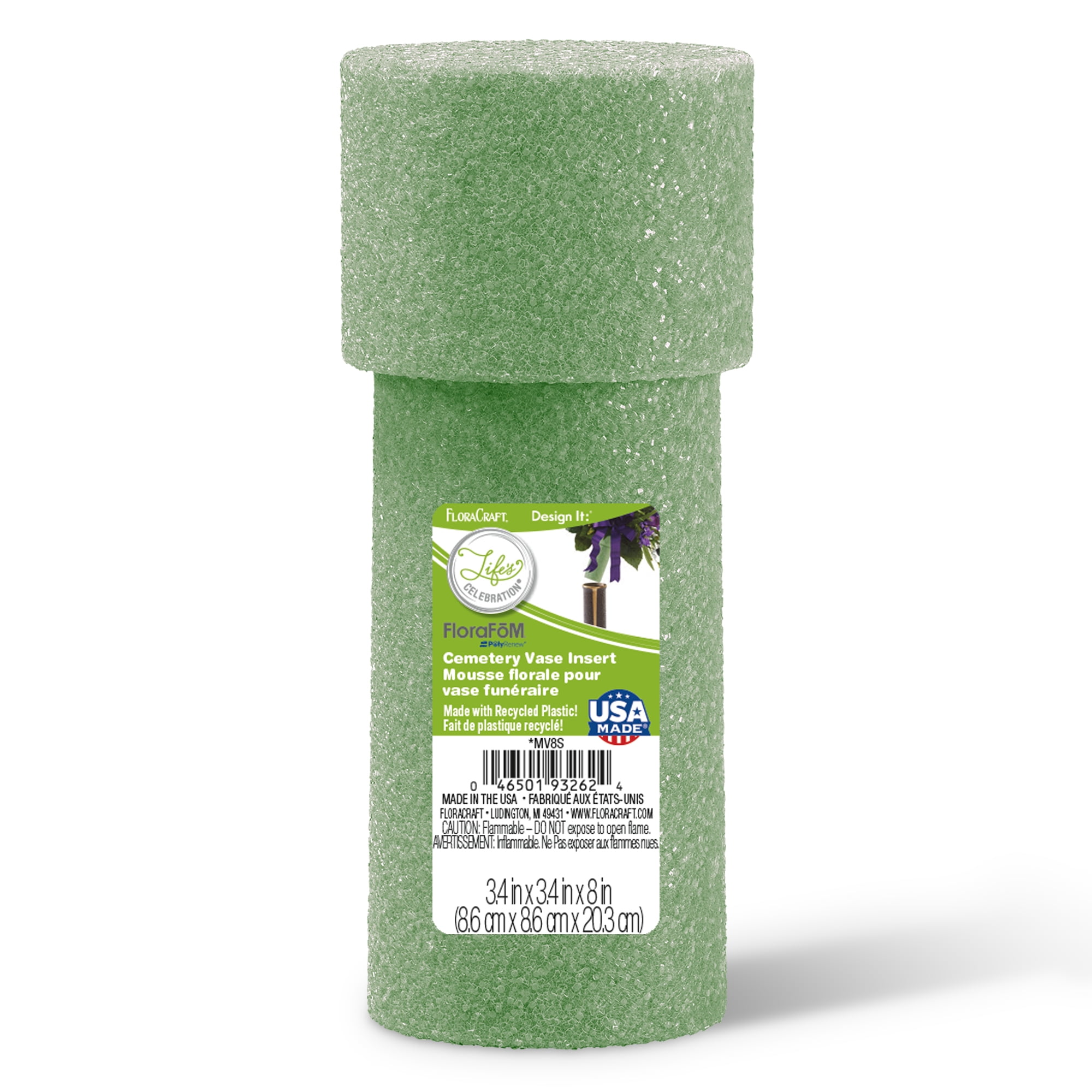 FloraCraft FloraFōM Green Memorial Vase Foam Insert, 24 Pack