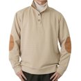 thumbnail image 7 of LEBONYARD Mens Hoodies Pullover,Tops for Men 2024,Men Button Style Solid Color Stand Collar Long Sleeves Small Squares Sweater Khaki XL, 7 of 7