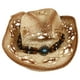 thumbnail image 1 of KAKOWELY sombrero de paja estilo vaquero con borlas retro para exteriores, con protección solar y para verano., 1 of 4