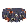 thumbnail image 5 of Pumpkin Ghost Halloween Pattern Round Tablecloth 60"x60",Wrinkle Wipeable Table Cloth for Kitchen Dining Room Picnic Patio Party, 5 of 6