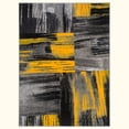 thumbnail image 2 of HR HANDCRAFT RUGS HR Orangish Yellow, Grey, Silver, Black, Abstract Contemporary Design Brush Pattern Rug 5' x 7', 2 of 5