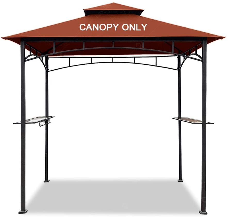 5x8 Grill Gazebo Replacement Canopy BBQ Tent Double Tiered Roof Top Cove Khaki 