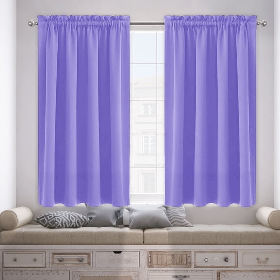 100% Blackout Curtains for Bedroom 84 Inches Long, Back Tab/Rod Pocket Living Room Drapes, Thermal Insulated Blackout Curtains 2 Panels Set, 38" W x 84" L, Purple