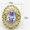 thumbnail image 2 of IP Gold(Ion Plating) Stainless Steel Ring with AAA Grade CZ in Light Amethyst for Women Style TK1110, 2 of 4