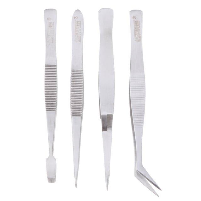 Milaget 4 Pieces Tweezers Set - Craft Modle Building Jewelry Nail Art Hobby Picking Tool